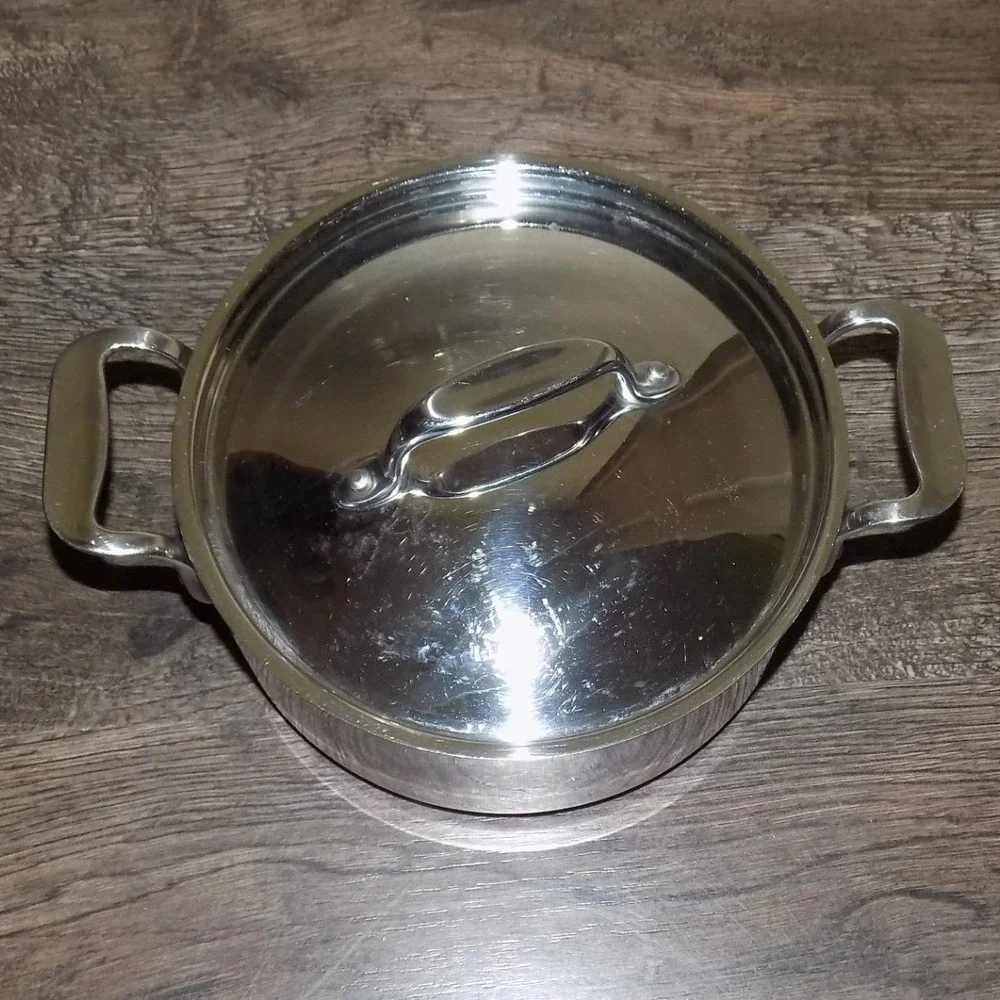 All-Clad 3qt Stock Pot 8in Silver Good Stainless Steel Tri-Ply Bonded with Lid